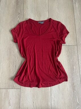 Vince. Women's Pima Cotton Modal Blend Short Sleeve Red T-Shirt - Size XS